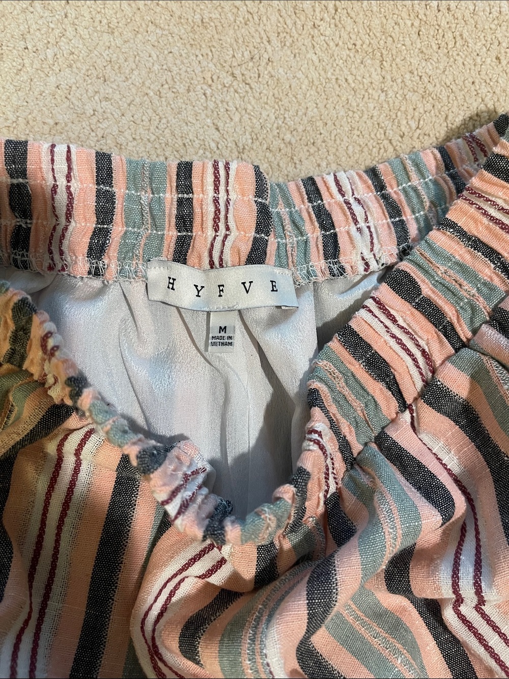 HYFVE High-Waist Striped Summer Shorts in Pink & Green - Picture 2 of 6